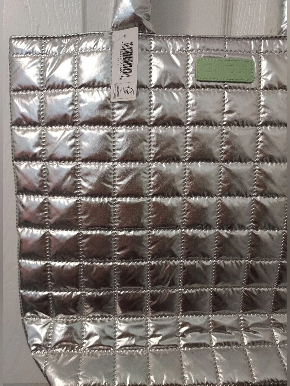 Clinique Silver Quilted Tote Bag